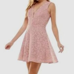 City Studio Blush Lace Midi Dress